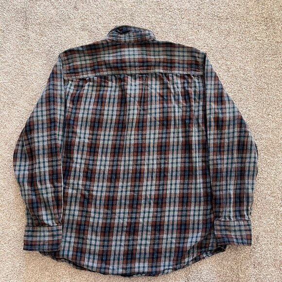 Outdoor Life Blue & Brown Plaid Button-down Flannel 100% Cotton M - Picture 2 of 7